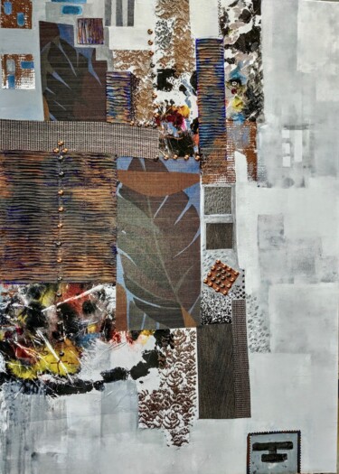 Peinture intitulée "automne" par Tielor, Œuvre d'art originale, Collages Monté sur Châssis en bois