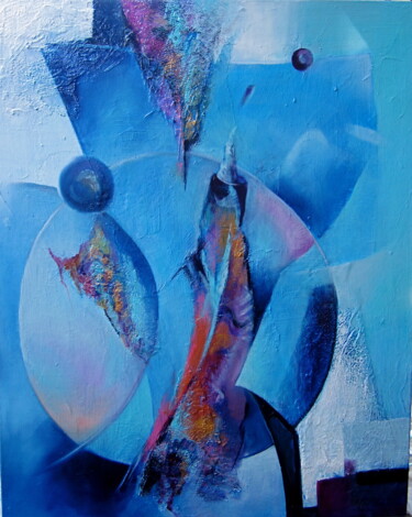 Картина под названием "Cosmos" - Tielor, Подлинное произведение искусства, Акрил Установлен на Деревянная рама для носилок