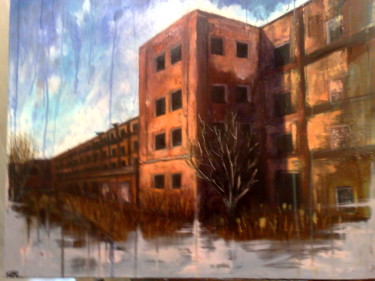 Painting titled "coldghostown" by Tieum Deko, Original Artwork, Oil