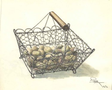 Peinture intitulée "panier de pommes de…" par Koodertdz, Œuvre d'art originale