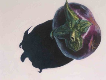 Peinture intitulée "aubergine bouffon" par Koodertdz, Œuvre d'art originale, Huile