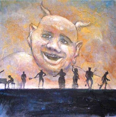 Peinture intitulée "diable chantant" par Koodertdz, Œuvre d'art originale, Huile