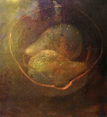 Peinture intitulée "poires ds un bol en…" par Koodertdz, Œuvre d'art originale, Huile