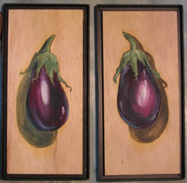Peinture intitulée "couple d'aubergines" par Koodertdz, Œuvre d'art originale
