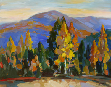 Pintura intitulada "Autumn landscape" por Tigran Avetyan, Obras de arte originais, Óleo