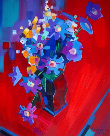 Painting titled "Flowers #1" by Tigran Avetyan, Original Artwork, Oil