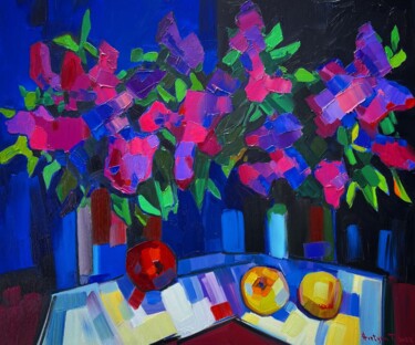 Painting titled "Lilac flowers" by Tigran Avetyan, Original Artwork, Oil