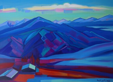 Painting titled "Mountain landscape" by Tigran Avetyan, Original Artwork, Oil