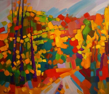 Painting titled "Autumn day in the f…" by Tigran Avetyan, Original Artwork, Oil