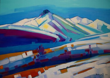 Pintura intitulada "Winter landscape in…" por Tigran Avetyan, Obras de arte originais, Óleo