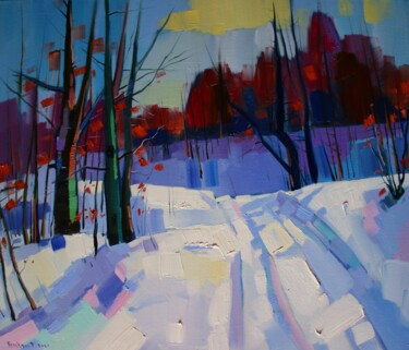 Pittura intitolato "Winter landscape in…" da Tigran Avetyan, Opera d'arte originale, Olio