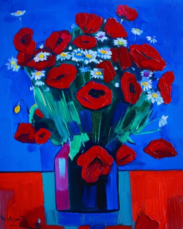 Painting titled "Flowers ##5" by Tigran Avetyan, Original Artwork, Oil