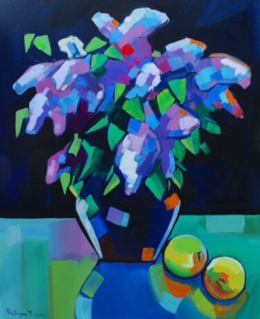 Painting titled "Lilac flowers #1" by Tigran Avetyan, Original Artwork, Oil