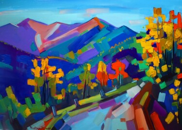 Painting titled "Autumn landscape #4" by Tigran Avetyan, Original Artwork, Oil