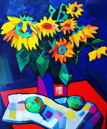 Картина под названием "Sunflowers #4" - Tigran Avetyan, Подлинное произведение искусства, Масло