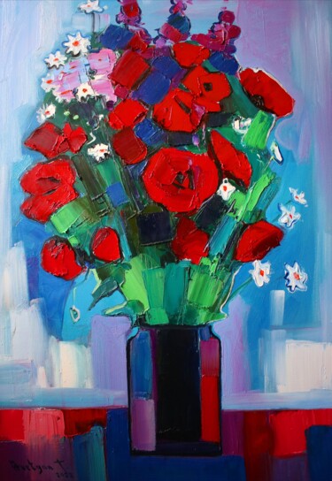 Peinture intitulée "Flowers original #1" par Tigran Avetyan, Œuvre d'art originale, Huile