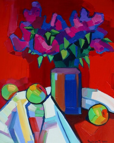Schilderij getiteld "Lilacs #2" door Tigran Avetyan, Origineel Kunstwerk, Olie