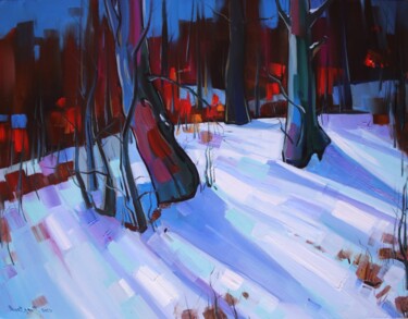 Painting titled "Winter in the forest" by Tigran Avetyan, Original Artwork, Oil