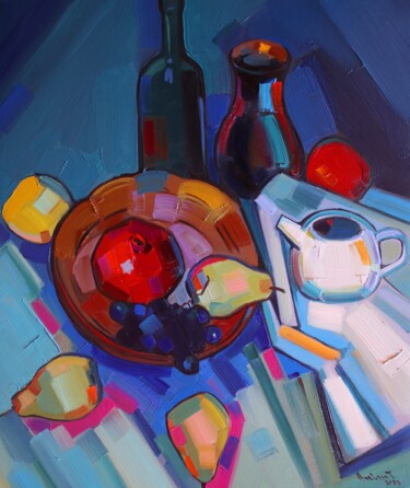 Painting titled "Still life with fru…" by Tigran Avetyan, Original Artwork, Oil