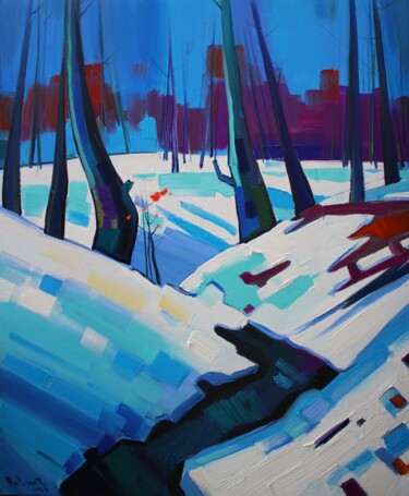 Painting titled "Winter landscape #5" by Tigran Avetyan, Original Artwork, Oil
