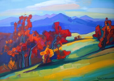 Painting titled "Autumn landscape #3" by Tigran Avetyan, Original Artwork, Oil