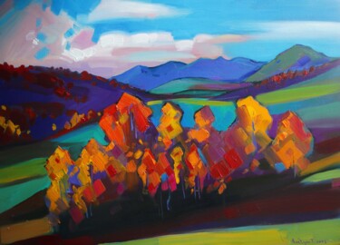 Painting titled "Autumn landscape #6" by Tigran Avetyan, Original Artwork, Oil