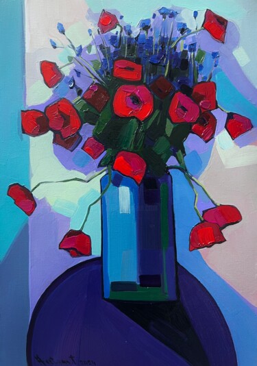 Schilderij getiteld "Field flowers _2" door Tigran Avetyan, Origineel Kunstwerk, Olie