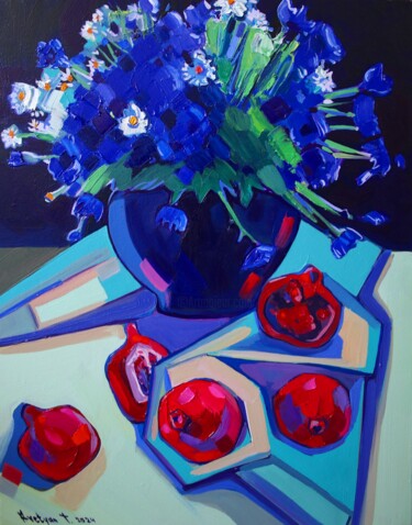 Painting titled "Still life with flo…" by Tigran Avetyan, Original Artwork, Oil