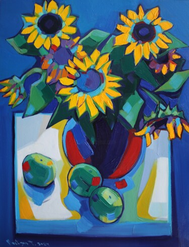 Pintura intitulada "Sunflowers _2" por Tigran Avetyan, Obras de arte originais, Óleo