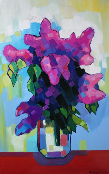 "Lilac flowers (50x8…" başlıklı Tablo Tigran Aveyan tarafından, Orijinal sanat, Petrol Ahşap Sedye çerçevesi üzerine monte e…