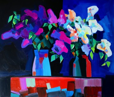 Peinture intitulée "Lilac flowers-2 (60…" par Tigran Aveyan, Œuvre d'art originale, Huile Monté sur Châssis en bois
