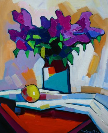 Peinture intitulée "Lilac flowers-6 (40…" par Tigran Aveyan, Œuvre d'art originale, Huile Monté sur Châssis en bois