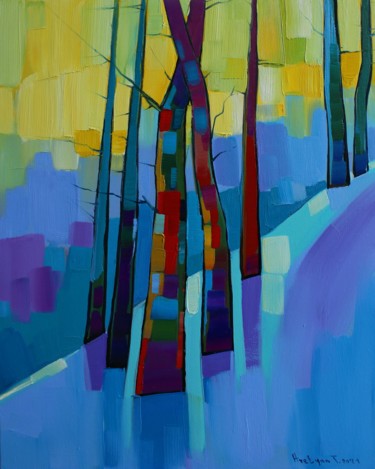 Peinture intitulée "Winter landscape-4…" par Tigran Aveyan, Œuvre d'art originale, Huile Monté sur Châssis en bois