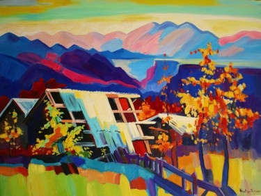Peinture intitulée "Autumn in village (…" par Tigran Aveyan, Œuvre d'art originale, Huile Monté sur Châssis en bois