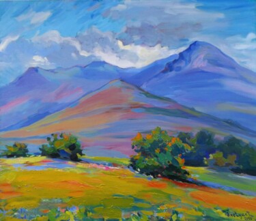 Картина под названием "Landscape in Lori (…" - Tigran Aveyan, Подлинное произведение искусства, Масло Установлен на Деревянн…