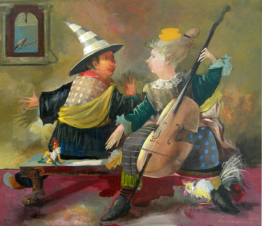 Malerei mit dem Titel "clowns-love-sizes-7…" von Tigran Harutyunyan, Original-Kunstwerk, Öl