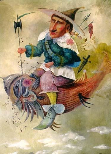 Картина под названием "Fish Baron" - Tigran Harutyunyan, Подлинное произведение искусства, Масло