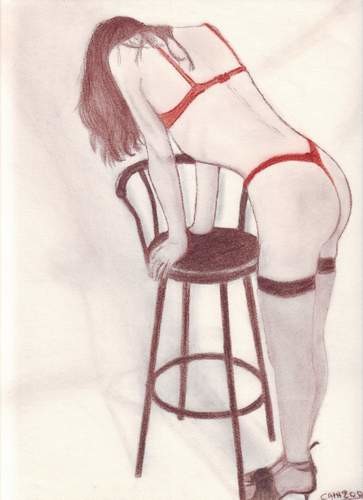 Drawing titled "Pose cabaret" by Tigressia, Original Artwork