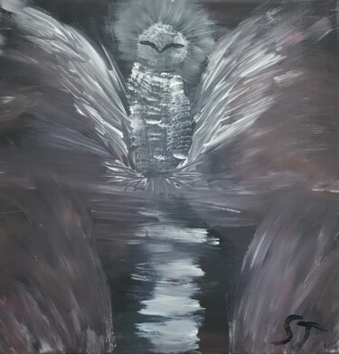 Painting titled "Bird or Angel?" by Tijana Stankovic, Original Artwork, Acrylic