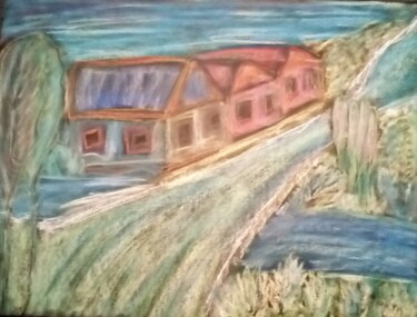 Painting titled "Village" by Tijana Radovic, Original Artwork, Pastel