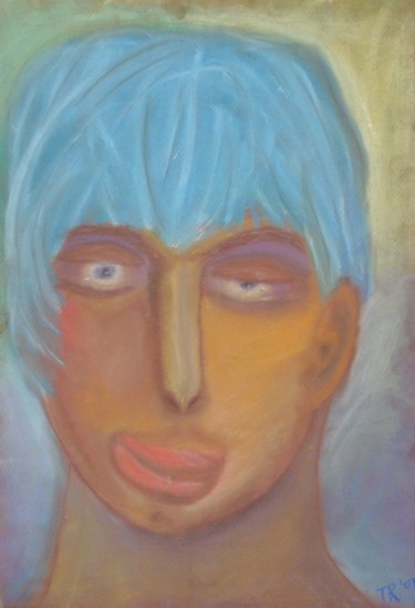Painting titled "Blue man" by Tijana Radovic, Original Artwork, Pastel