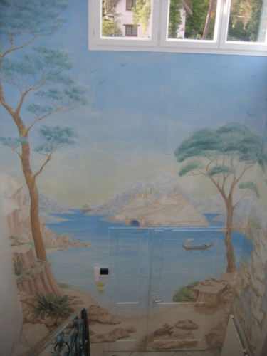 Painting titled "Vue du premier étage" by Bicenko Tika, Original Artwork, Oil