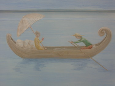 Schilderij getiteld "Barque" door Bicenko Tika, Origineel Kunstwerk, Olie