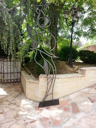Sculpture titled "La lyre" by Bicenko Tika, Original Artwork, Metals