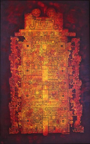 Painting titled "Chaac Mask Façade" by Tikal, Original Artwork