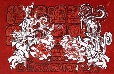Painting titled "Celestial Twinz" by Tikal, Original Art, 