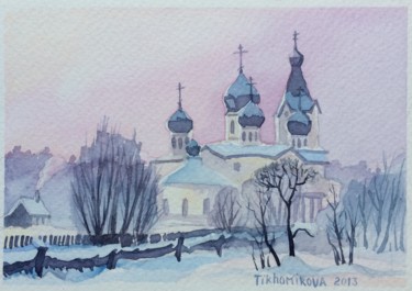 Painting titled "Крещенский мороз" by Svetlana Tikhomirova, Original Artwork, Watercolor