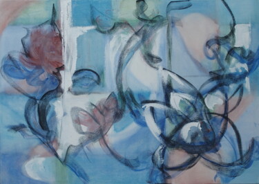 Painting titled "Blue with-Charcoal" by Tilfra, Original Artwork