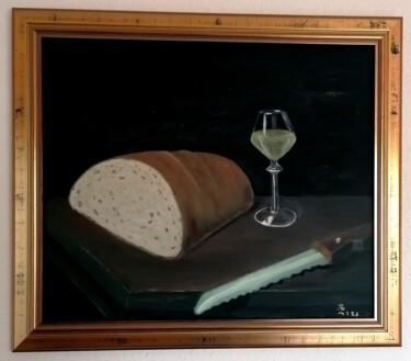Painting titled "Unser täglich Brot" by Rainer Linden, Original Artwork, Oil