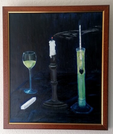 Malerei mit dem Titel "Im Weinkeller" von Rainer Linden, Original-Kunstwerk, Öl